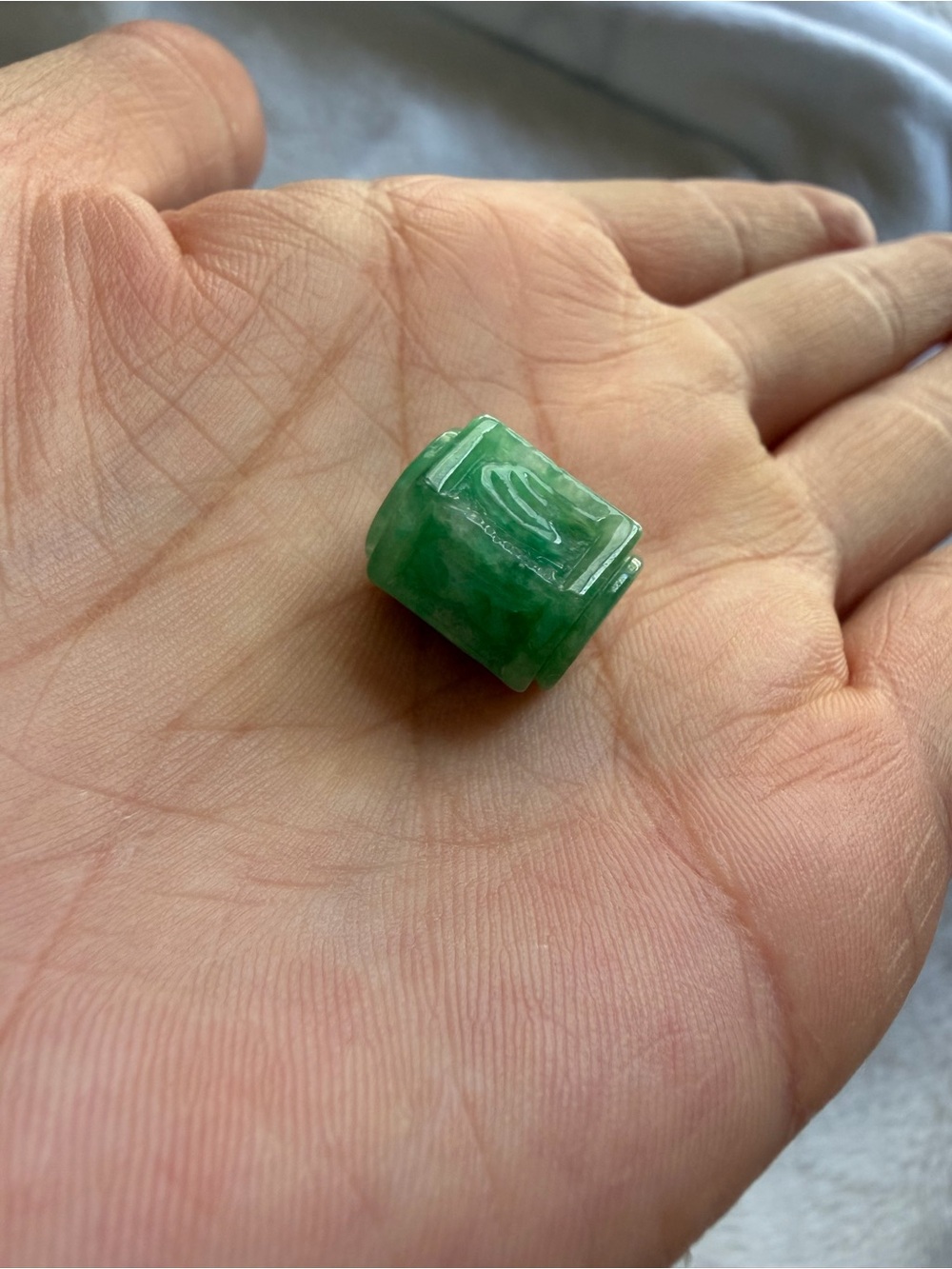 Jade Green Carved Bead Pendant by Jade